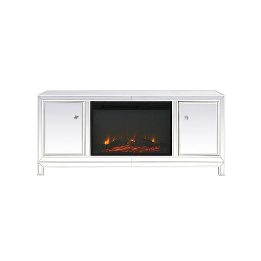 Elegant Decor Reflexion 60" TVCabinet/Stand/Wood Log Fireplace, WH - MF701WH-F1