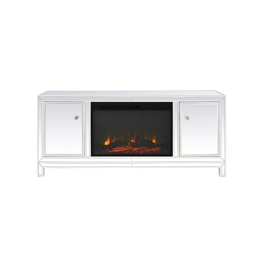 Elegant Decor Reflexion 60" TVCabinet/Stand/Wood Log Fireplace, WH - MF701WH-F1