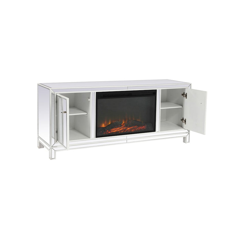 Elegant Decor Reflexion 60" TVCabinet/Stand/Wood Log Fireplace, WH