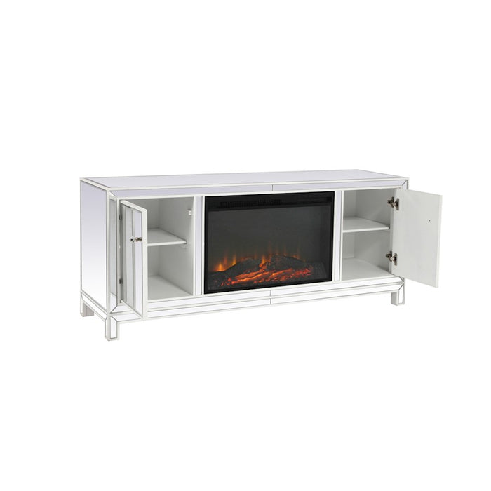 Elegant Decor Reflexion 60" TVCabinet/Stand/Wood Log Fireplace, WH