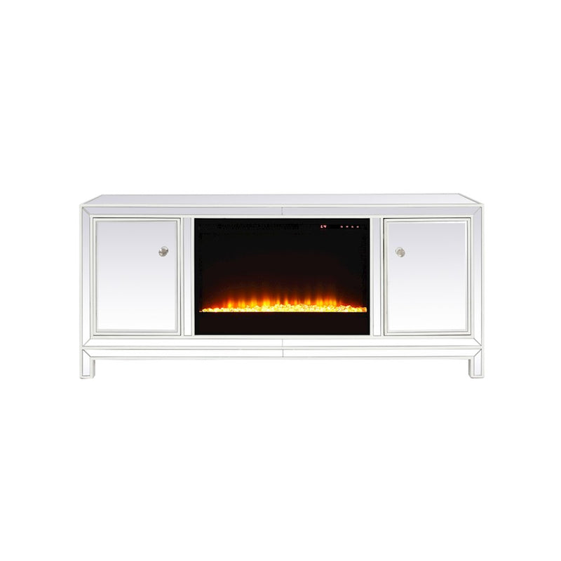 Elegant Decor Reflexion 60" TVCabinet/Stand/Crystal Fireplace, WH