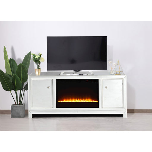 Elegant Decor Reflexion 60" TVCabinet/Stand/Crystal Fireplace, WH