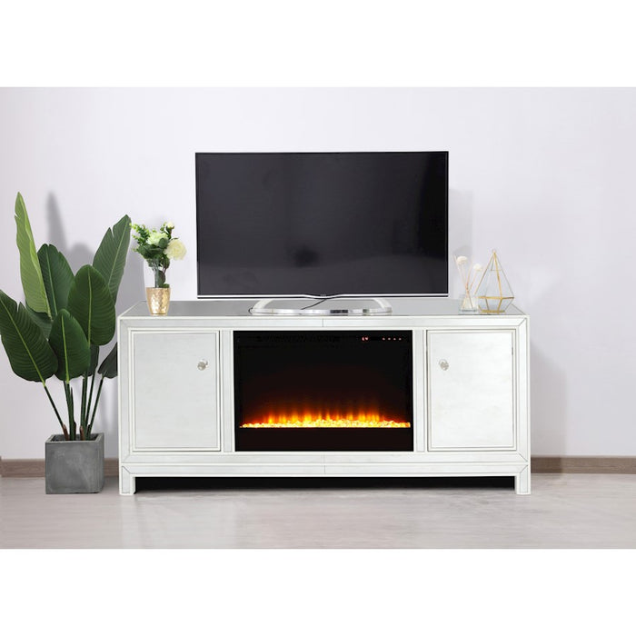 Elegant Decor Reflexion 60" TVCabinet/Stand/Crystal Fireplace, WH