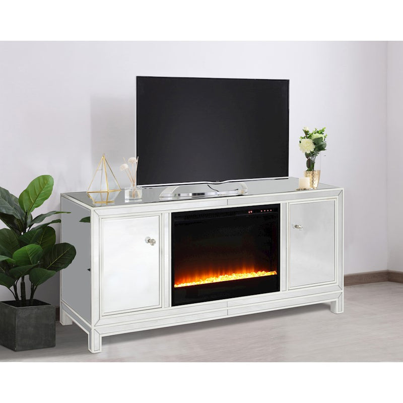 Elegant Decor Reflexion 60" TVCabinet/Stand/Crystal Fireplace, WH