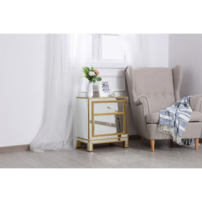 Elegant Decor Reflexion 21" End Tables, Antique Gold