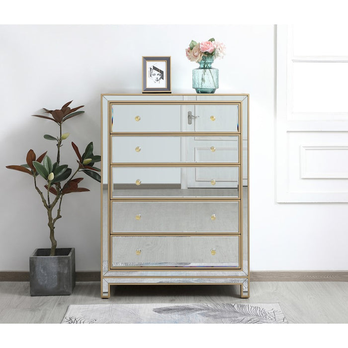 Elegant Decor Reflexion 34" Cabinets, Gold