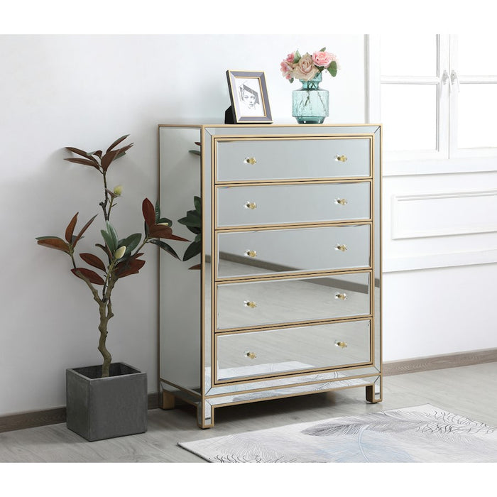 Elegant Decor Reflexion 34" Cabinets, Gold