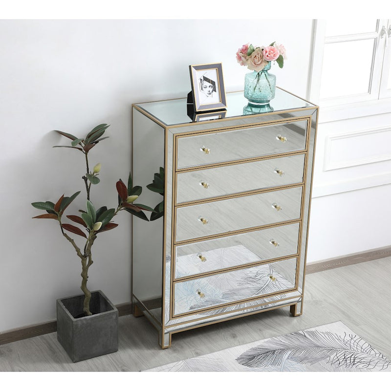 Elegant Decor Reflexion 34" Cabinets, Gold