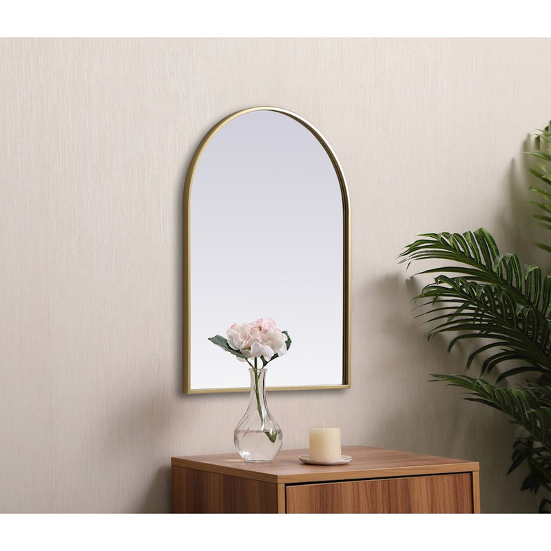 Elegant Decor Ayra Metal Frame Arch Mirror 22X30", Brass