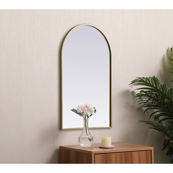 Elegant Decor Ayra Metal Frame Arch Mirror 22X36", Brass