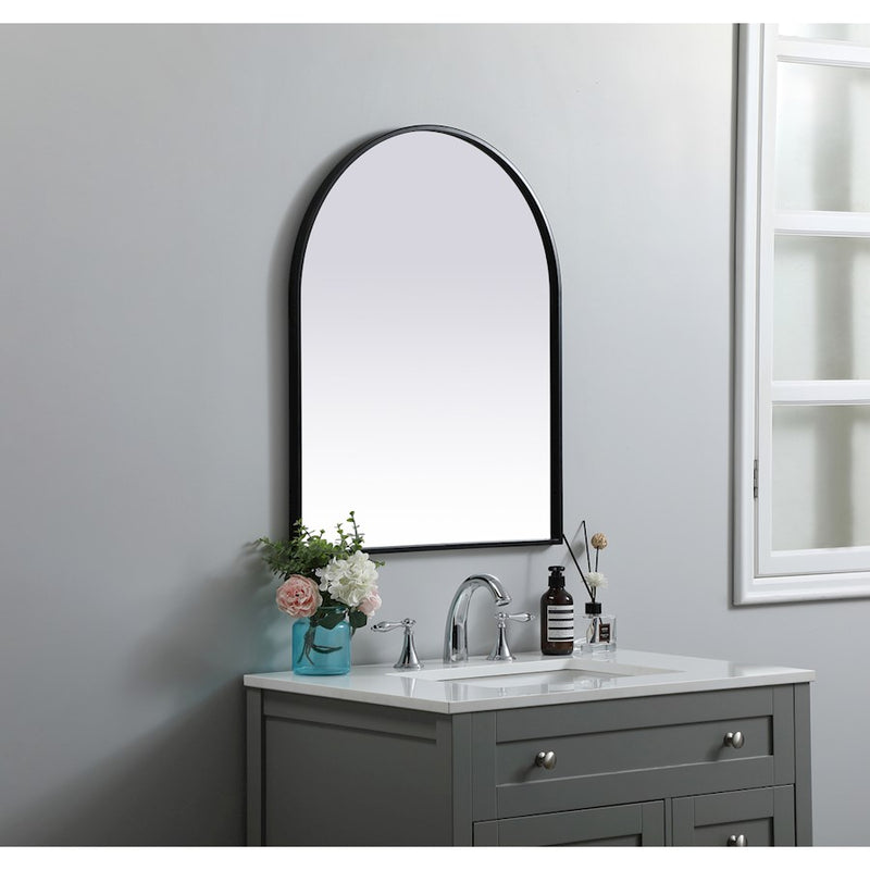 Elegant Decor Ayra Metal Frame Arch Mirror 24X30", Black