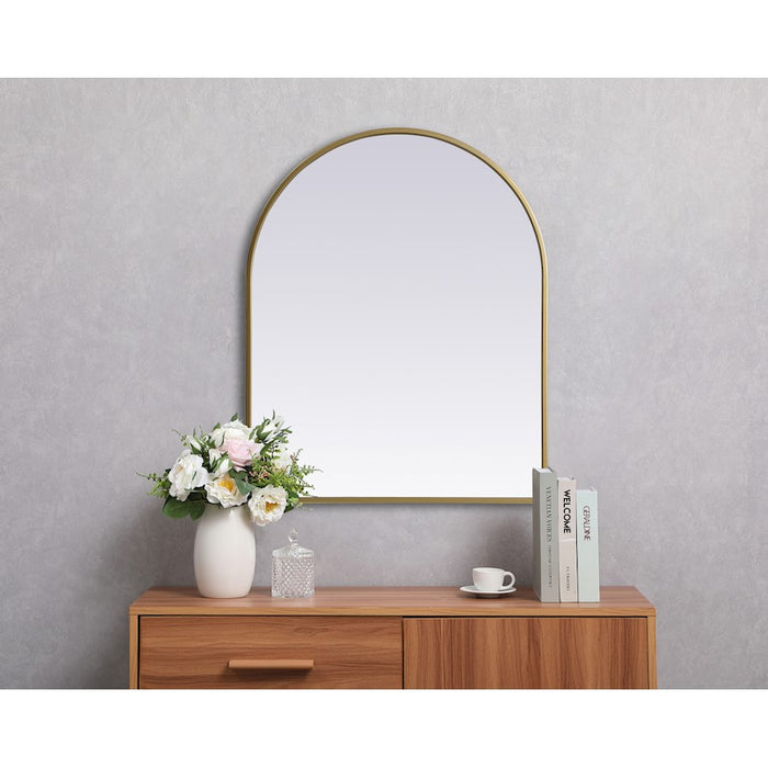Elegant Decor Ayra Metal Frame Arch Mirror 24X30", Brass