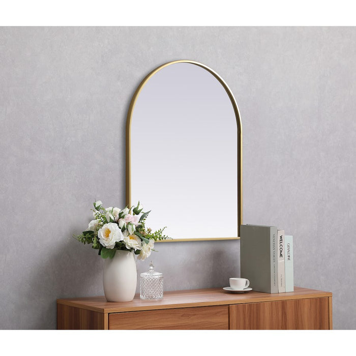 Elegant Decor Ayra Metal Frame Arch Mirror 24X30", Brass