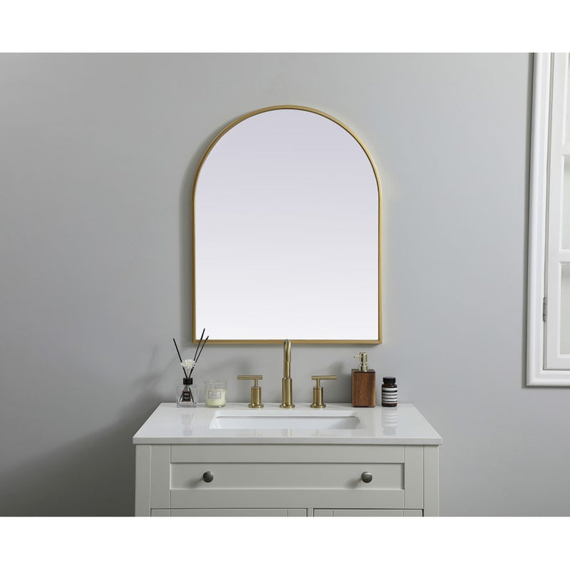 Elegant Decor Ayra Metal Frame Arch Mirror 24X30", Brass