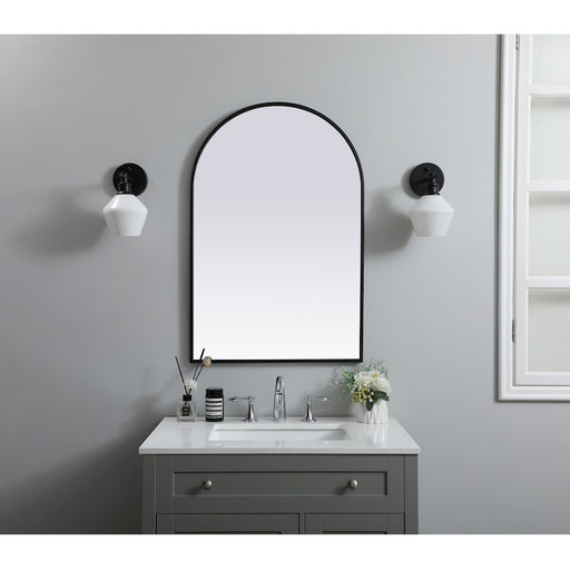 Elegant Decor Ayra Metal Frame Arch Mirror 24X36", Black