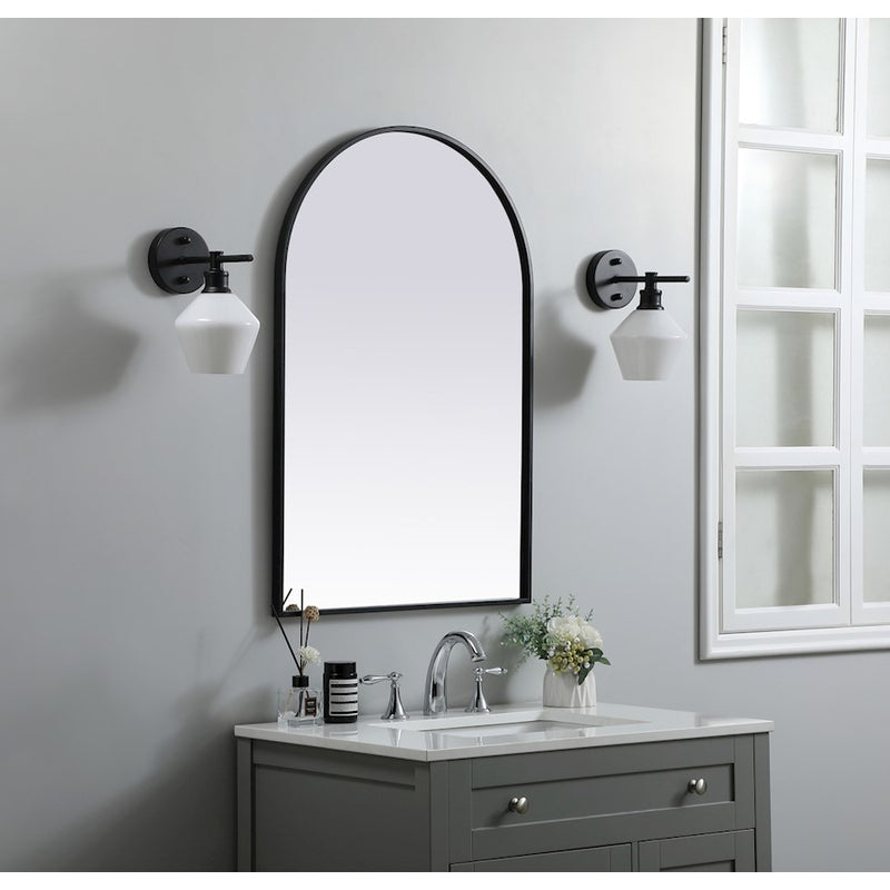 Elegant Decor Ayra Metal Frame Arch Mirror 24X36", Black