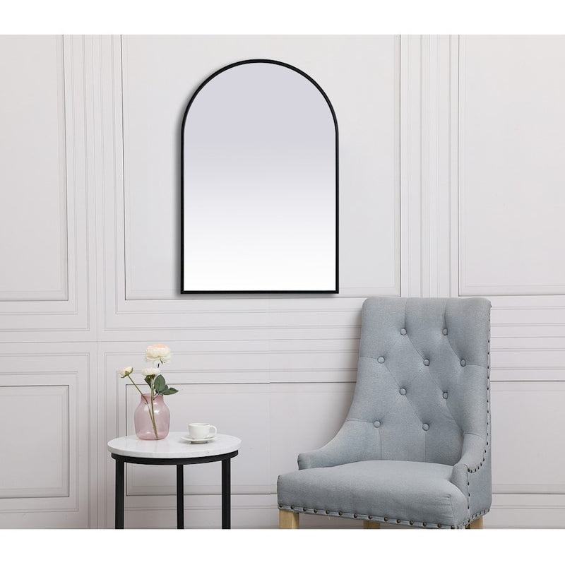 Elegant Decor Ayra Metal Frame Arch Mirror 24X36", Black