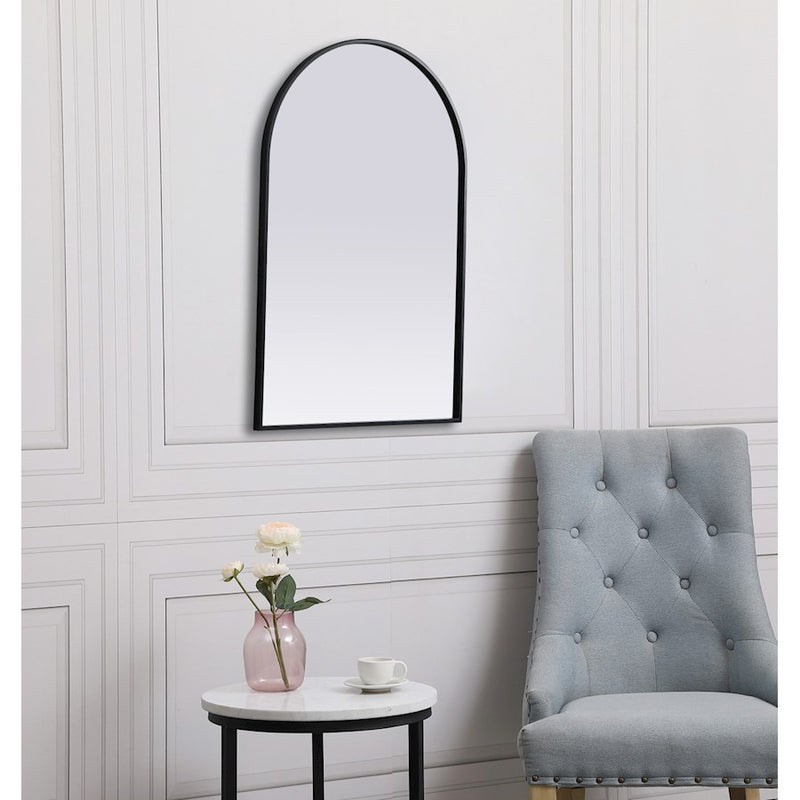 Elegant Decor Ayra Metal Frame Arch Mirror 24X36", Black