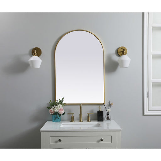 Elegant Decor Ayra Metal Frame Arch Mirror 24X36", Brass
