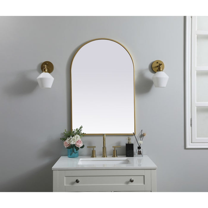 Elegant Decor Ayra Metal Frame Arch Mirror 24X36", Brass