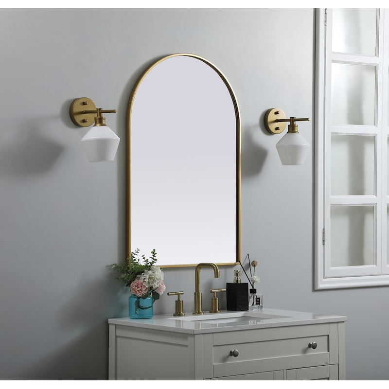Elegant Decor Ayra Metal Frame Arch Mirror 24X36", Brass