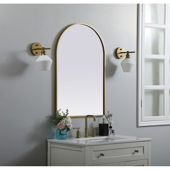 Elegant Decor Ayra Metal Frame Arch Mirror 24X36", Brass