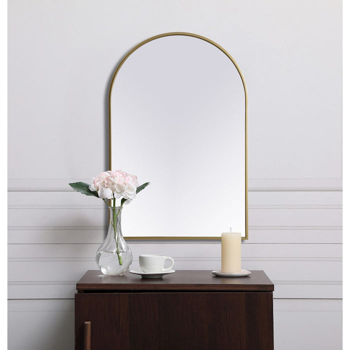 Elegant Decor Ayra Metal Frame Arch Mirror 24X36", Brass