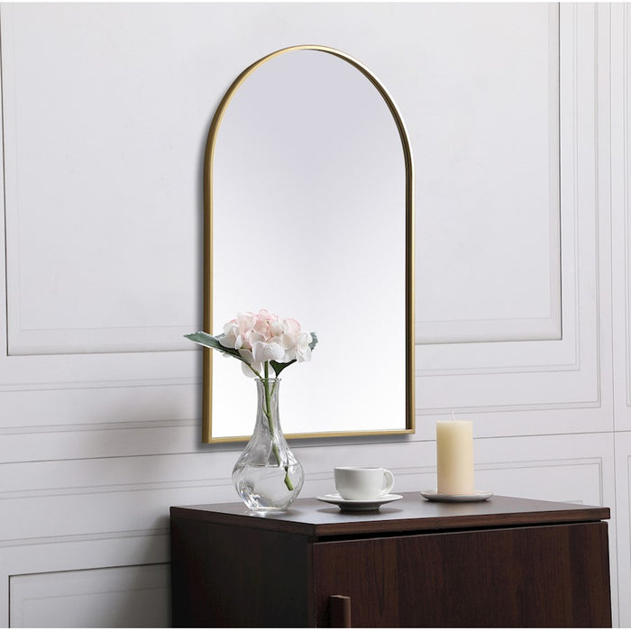 Elegant Decor Ayra Metal Frame Arch Mirror 24X36", Brass