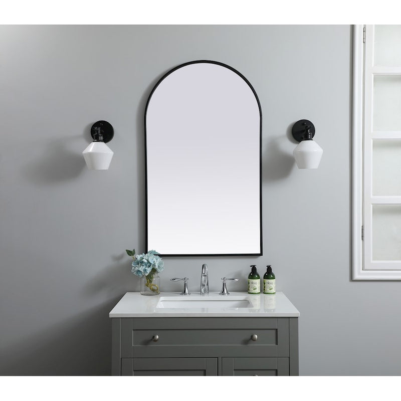 Elegant Decor Ayra Metal Frame Arch Mirror 24X40", Black