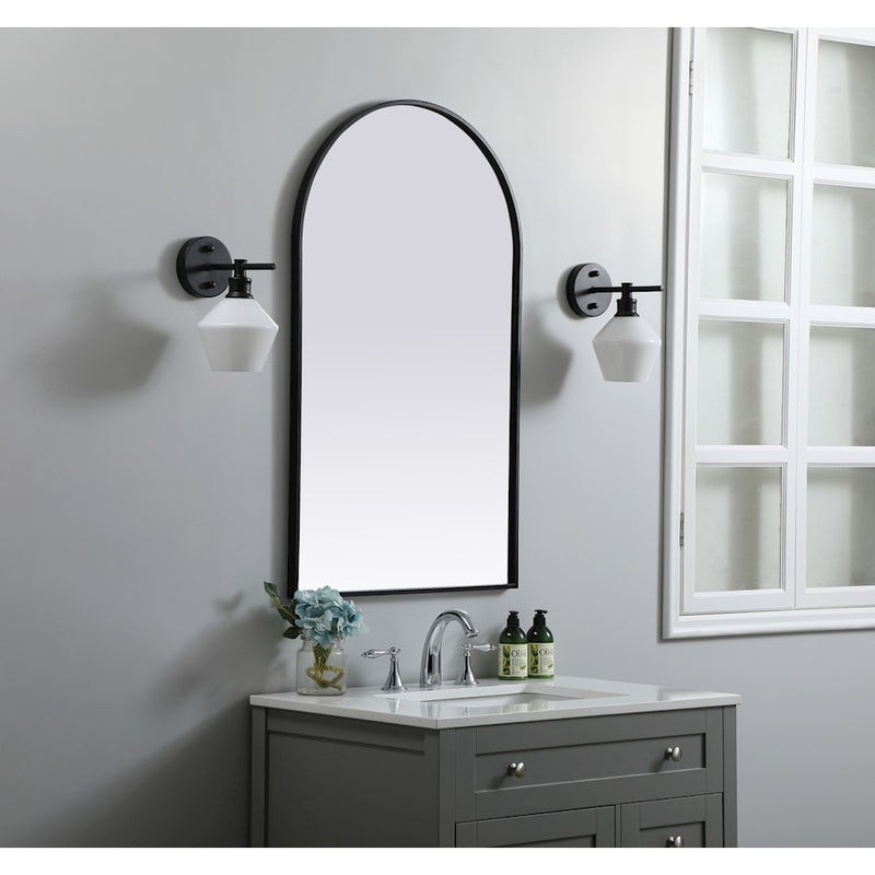 Elegant Decor Ayra Metal Frame Arch Mirror 24X40", Black