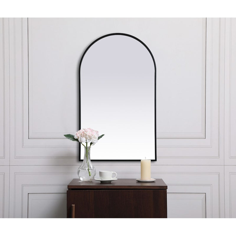 Elegant Decor Ayra Metal Frame Arch Mirror 24X40", Black