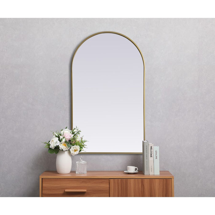 Elegant Decor Ayra Metal Frame Arch Mirror 24X40", Brass