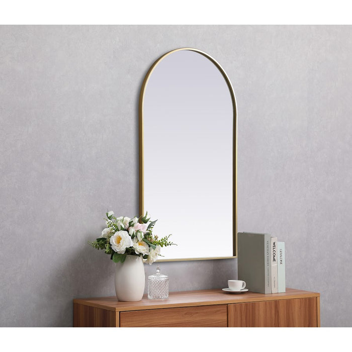 Elegant Decor Ayra Metal Frame Arch Mirror 24X40", Brass