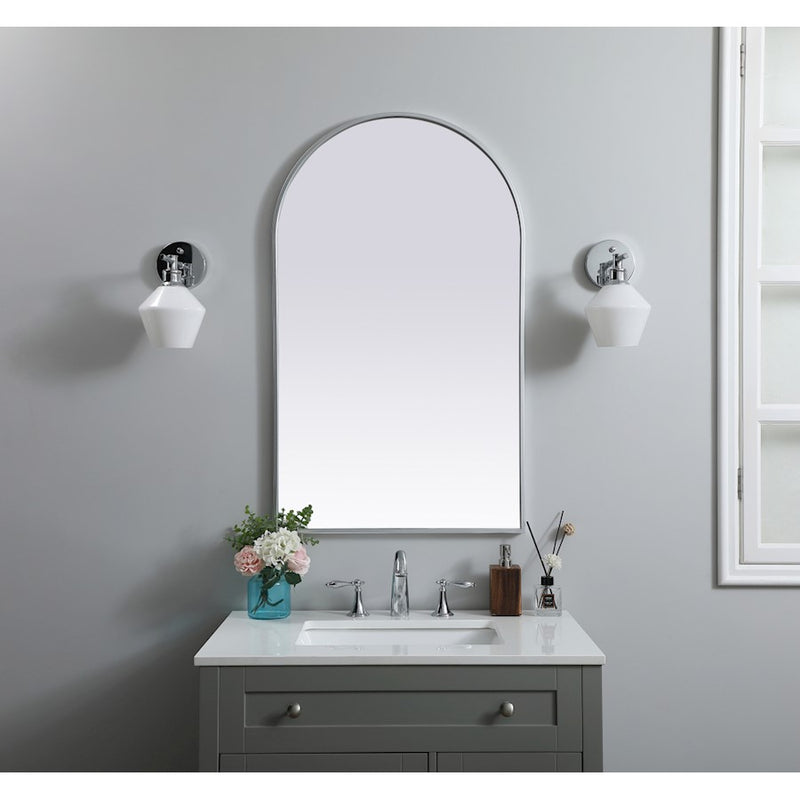 Elegant Decor Ayra Metal Frame Arch Mirror 24X40", Silver