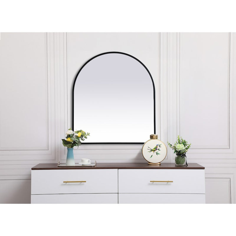 Elegant Decor Ayra Metal Frame Arch Mirror 27X30", Black
