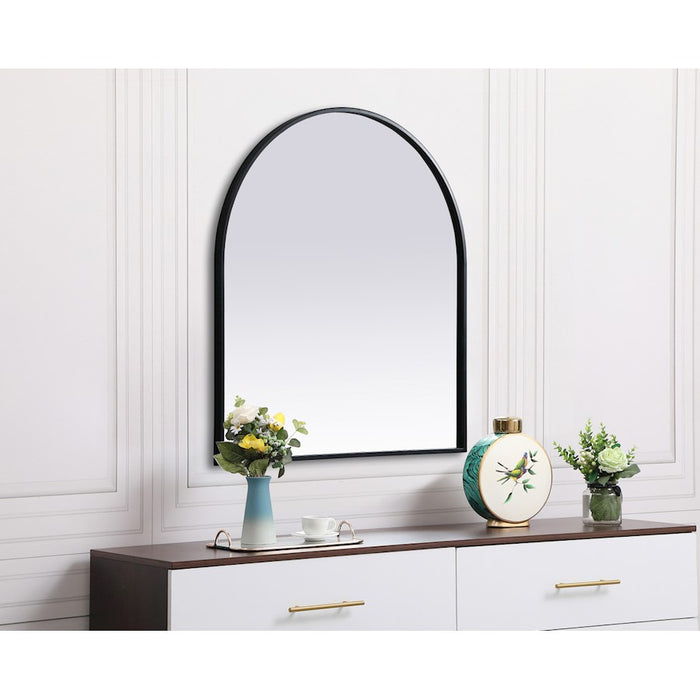 Elegant Decor Ayra Metal Frame Arch Mirror 27X30", Black