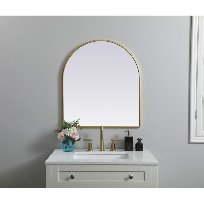 Elegant Decor Ayra Metal Frame Arch Mirror 27X30", Brass