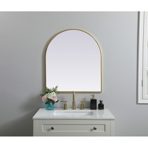 Elegant Decor Ayra Metal Frame Arch Mirror 27X30", Brass