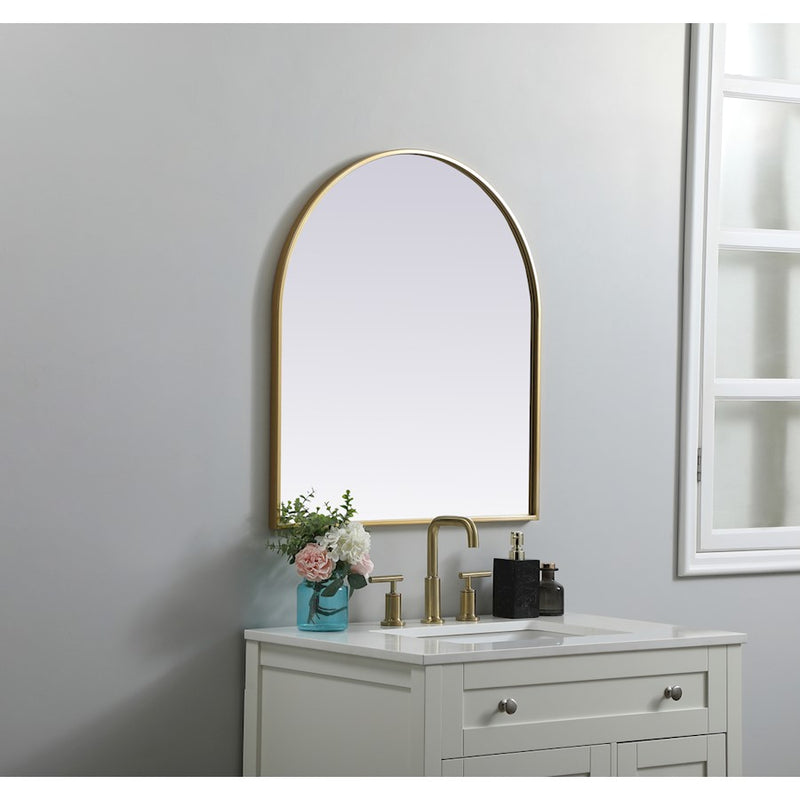 Elegant Decor Ayra Metal Frame Arch Mirror 27X30", Brass