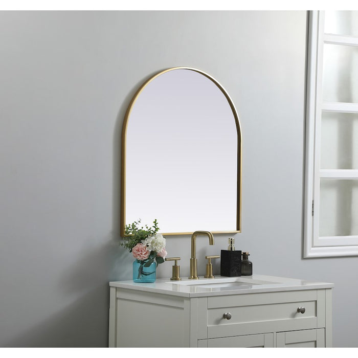 Elegant Decor Ayra Metal Frame Arch Mirror 27X30", Brass