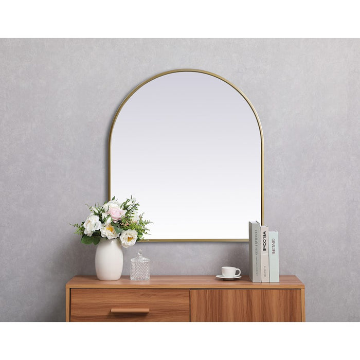 Elegant Decor Ayra Metal Frame Arch Mirror 27X30", Brass