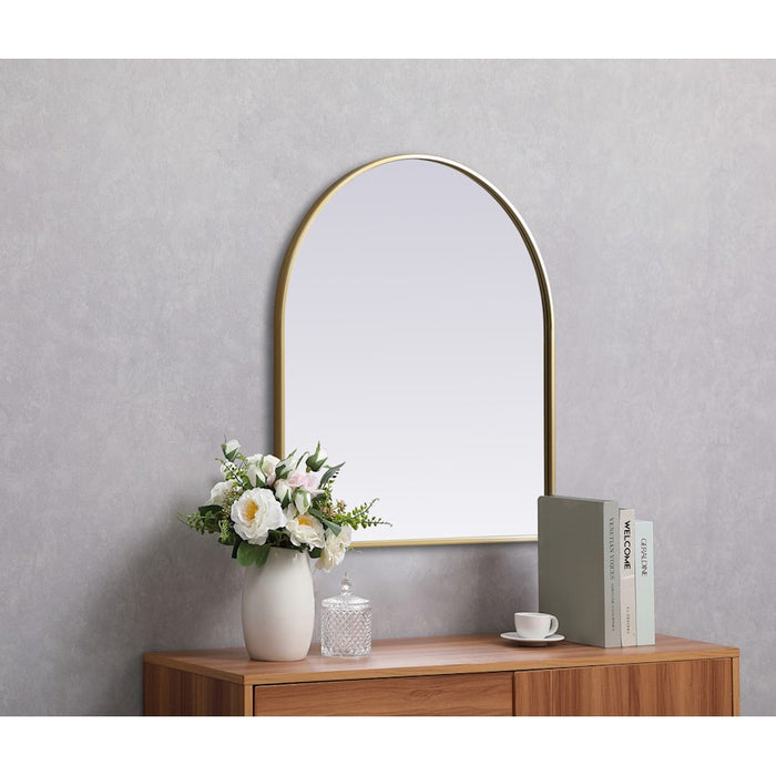 Elegant Decor Ayra Metal Frame Arch Mirror 27X30", Brass