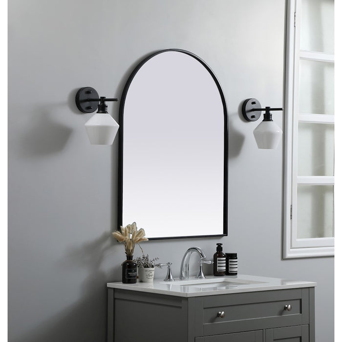 Elegant Decor Ayra Metal Frame Arch Mirror 27X36", Black