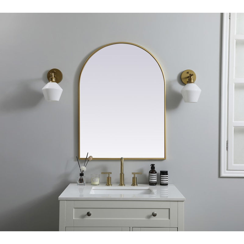 Elegant Decor Ayra Metal Frame Arch Mirror 27X36", Brass