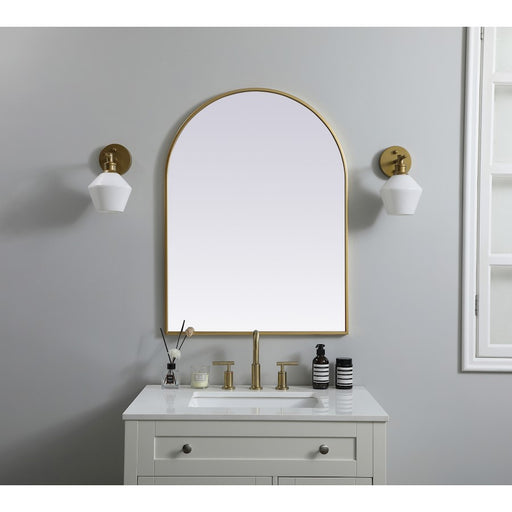 Elegant Decor Ayra Metal Frame Arch Mirror 27X36", Brass