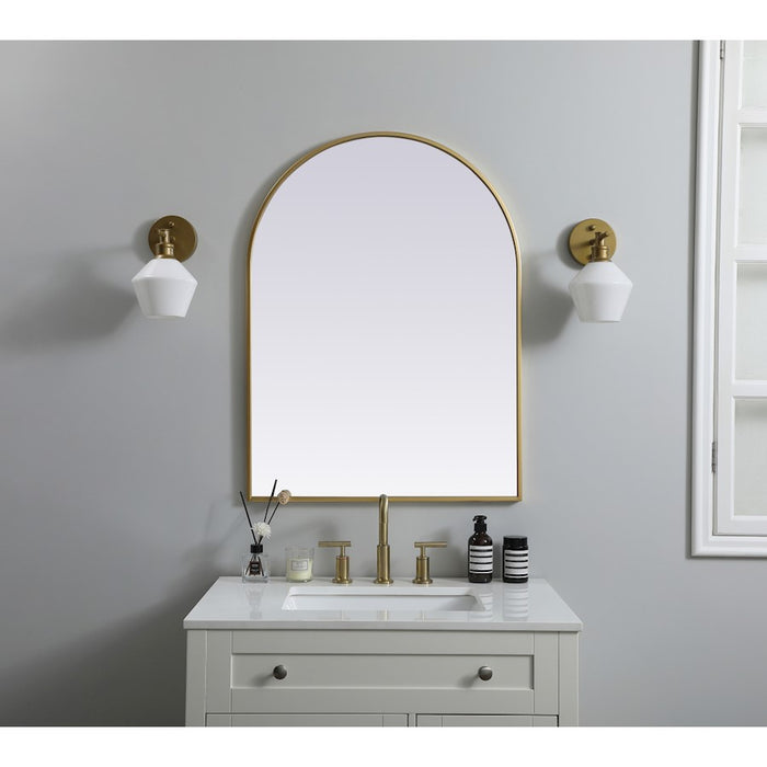 Elegant Decor Ayra Metal Frame Arch Mirror 27X36", Brass