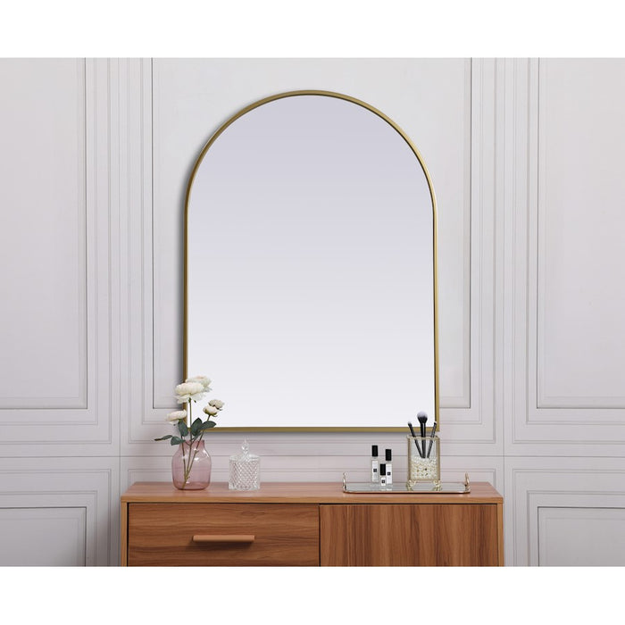 Elegant Decor Ayra Metal Frame Arch Mirror 27X36", Brass
