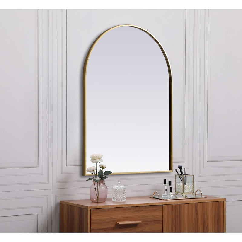 Elegant Decor Ayra Metal Frame Arch Mirror 27X36", Brass