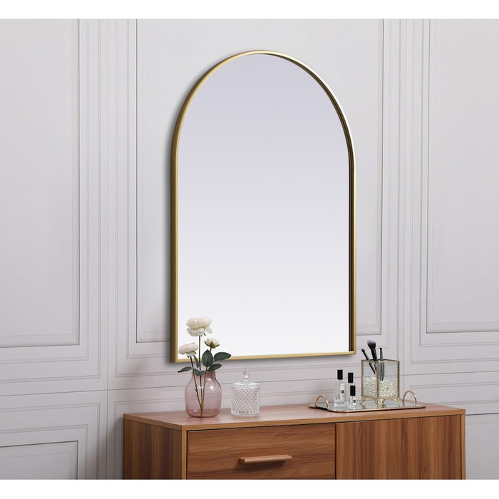 Elegant Decor Ayra Metal Frame Arch Mirror 27X36", Brass