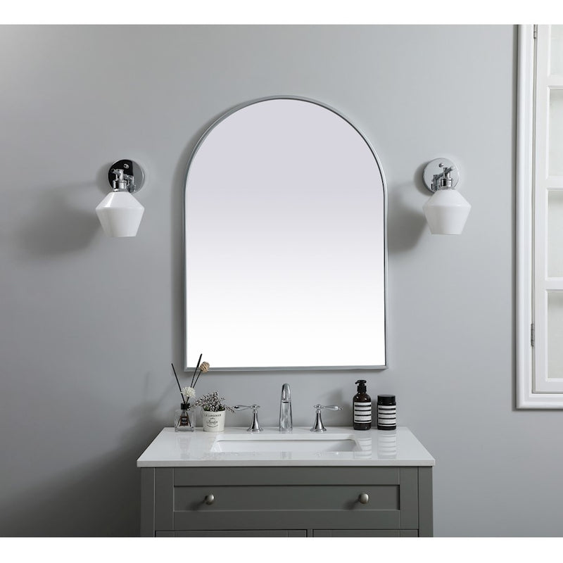 Elegant Decor Ayra Metal Frame Arch Mirror 27X36", Silver